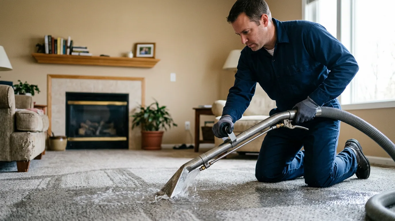 Water damage restoration technician working near Clark, CO